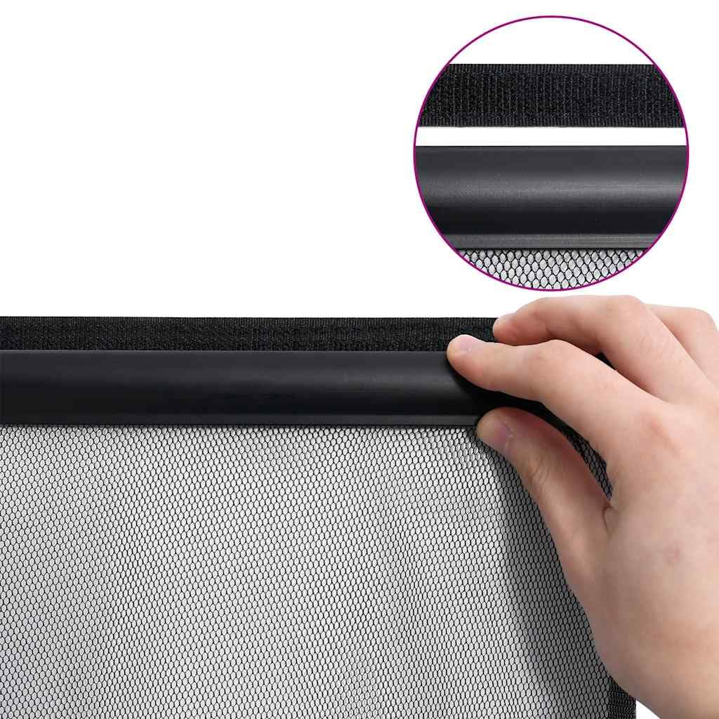 für Türen Schwarz Polyester Fliegengitter 100x220 cm selbstschließend mit Klettband Magnetvorhang für Balkon Terrasse Wohnung Schutz vor Mücken und Insekten