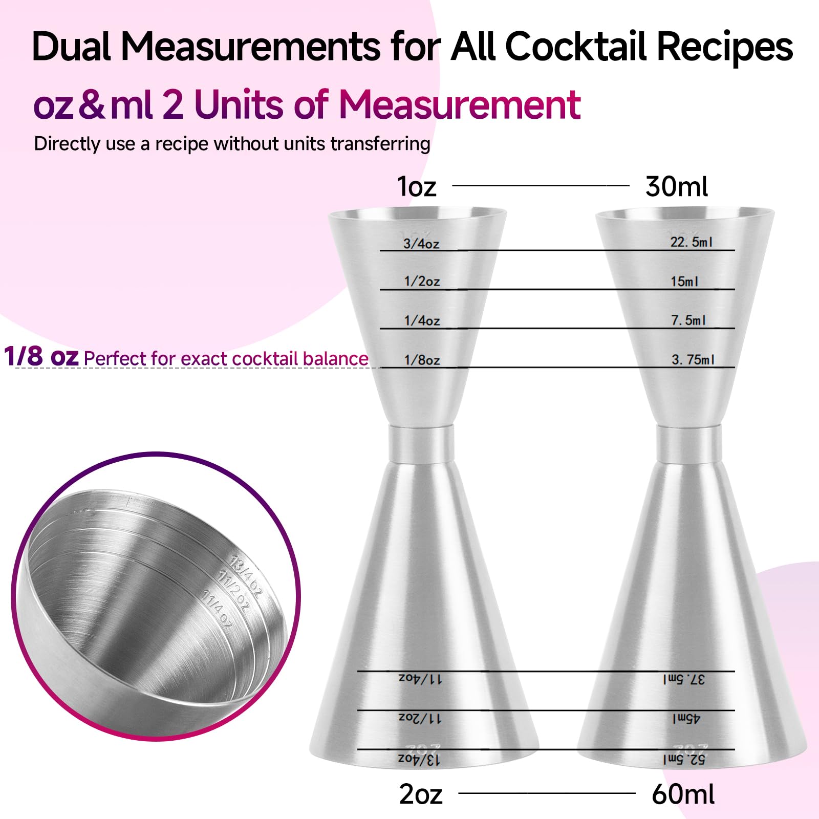 Lexenic 1oz/2oz Japanese Jigger, Dual Marking,1 Pack — Amazon image 3