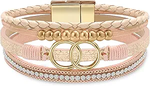 Btysun Bracelets for Women,Stocking Stuffers for Teens Birthday Gifts for Mom Inspirational Gift for Women Mother's Day Daughter Wrap Bracelet Sister Friend Teen Girl Gifts Leather Layered Jewelry Valentines Gift for Her