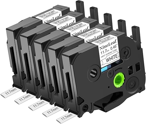 NineLeaf 5 x Compatible pour Brother P-touch HSe-231 HSe231 HS231 Ruban 11.7mm x