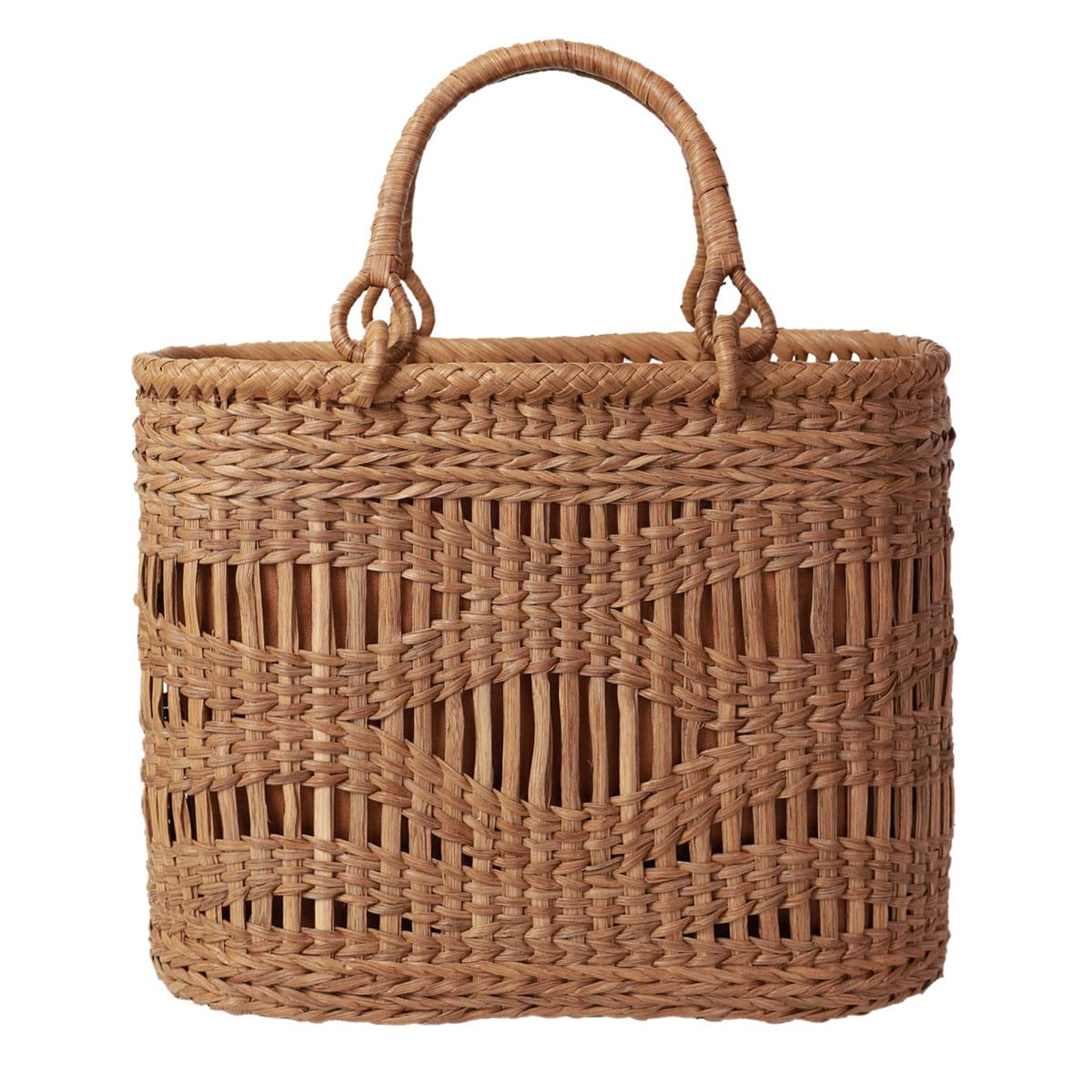 山葡萄かごバッグ 透かし波編み手作り②