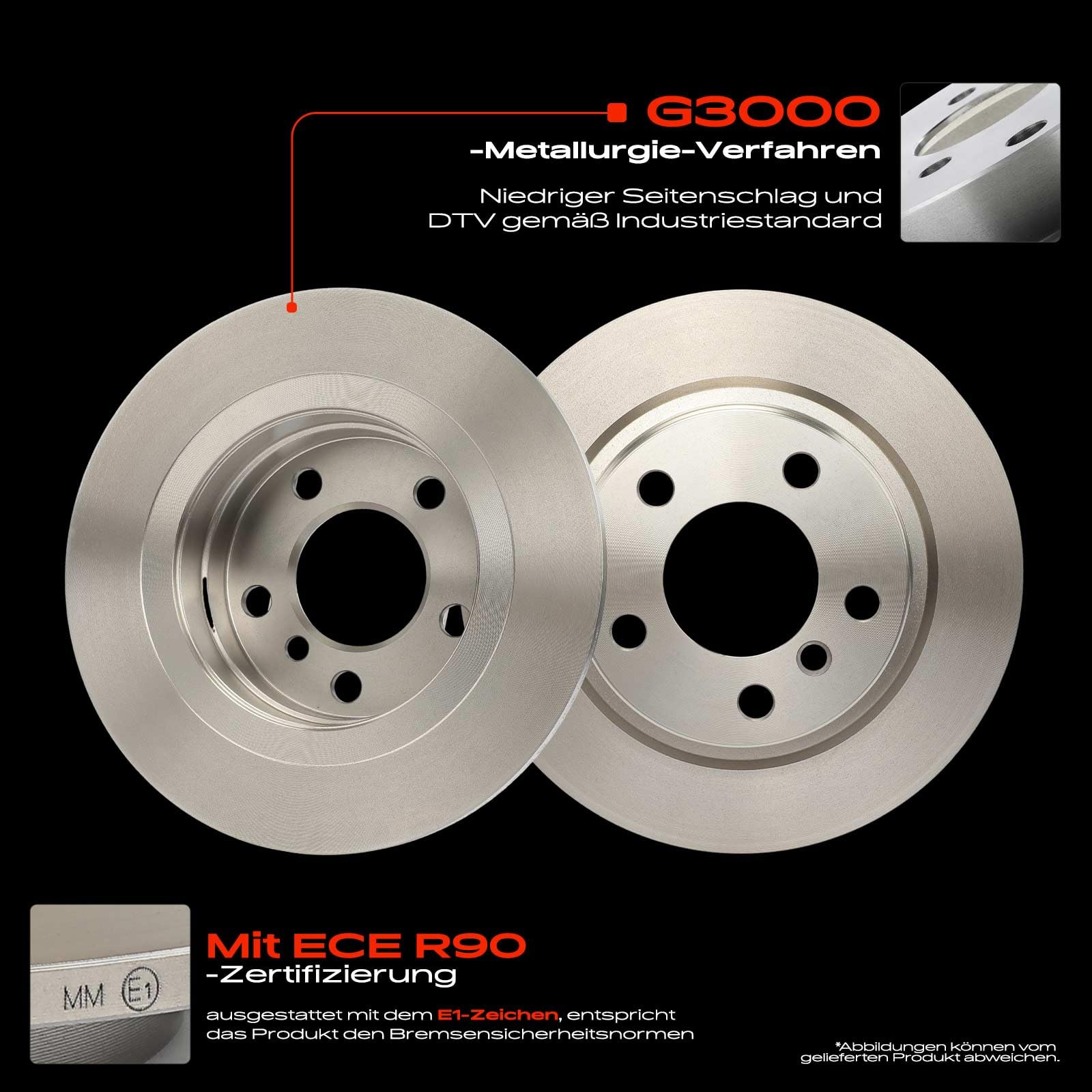 Frankberg Bremsensatz inkl. 2x Bremsscheiben + 4x Bremsbeläge Hinten Kompatibel mit 1er F20 2 Cabriolet F23 1er F21 2 Coupe F22 F87 Replace# 34216850569, 34216873093