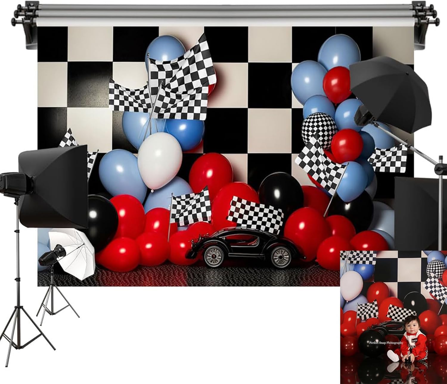 Kate Race Boy Birthday Background Balloons Party Decoration Cake Smash Seamless Photography Backdrop 7x5ft
