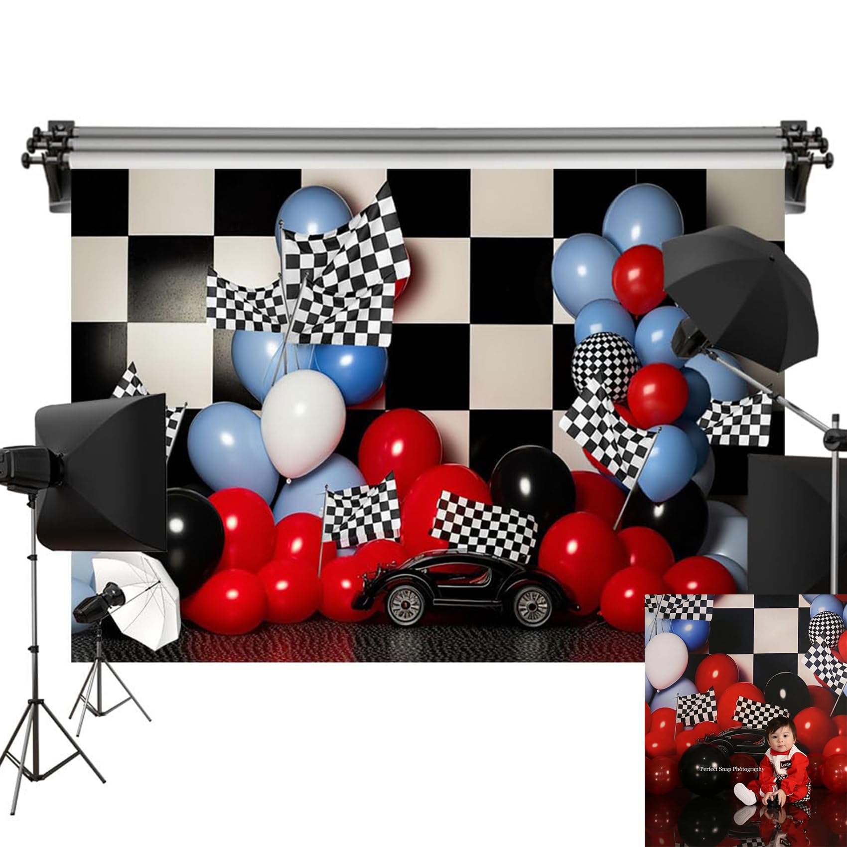 Kate Race Boy Birthday Background Balloons Party Decoration Cake Smash Seamless Photography Backdrop 7x5ft