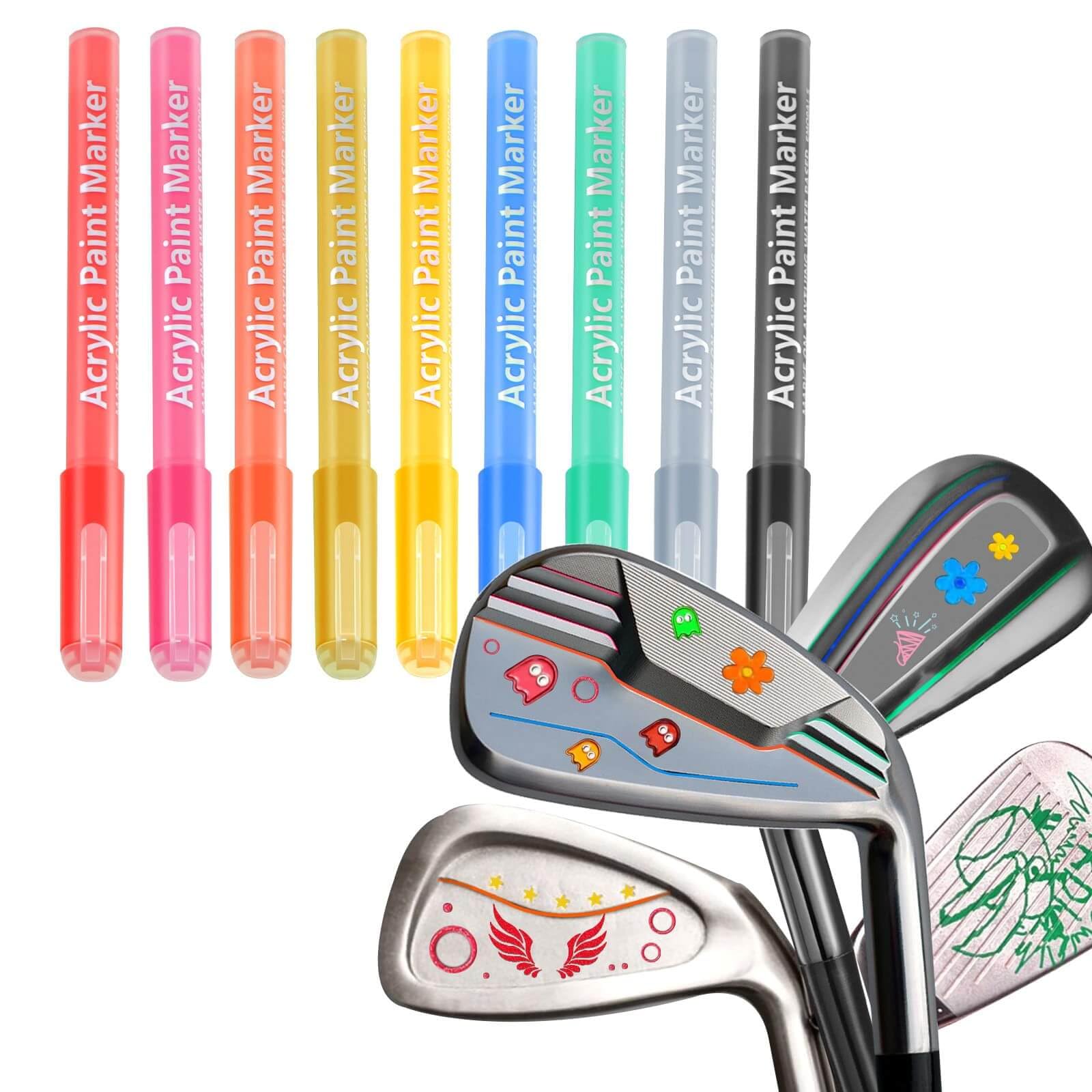 9 Stück DIY Golf Marker Stifte zur Gestaltung & Personalisierung - Kreatives Set für Golfschläger & Golfbälle, Wasserfeste Markierungsstifte, Originelle Golf Geschenke