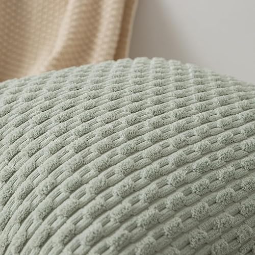 Vista 454 de Kevin Textile - Juego de 2 fundas decorativas cuadradas para cojines, de pana suave y con moderno estilo campestre bohemio a rayas para decorar Óxido