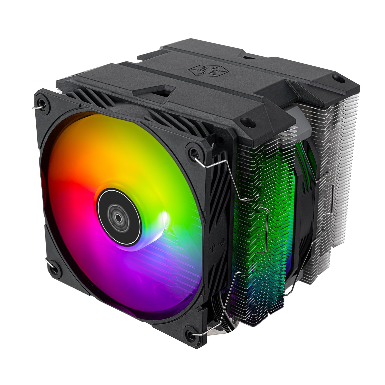 SilverStone Technology Hydrogon D140 ARGB Disipador para CPU de torre dual de alto rendimiento que dispone de seis tubos isotérmicos de cobre y ventiladores ARGB duales SST-HYD140-ARGB