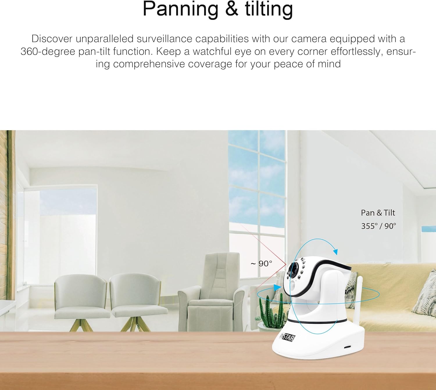 INSTAR IN-8815 4K Indoor Camera White, Wi-Fi/LAN/PoE, Controllable PT IP Camera, HomeKit Secure Video, AI Person Detection, IR Night Vision, 2-Way Audio, Alarm I/O, Audio Output, MQTT, WPA3