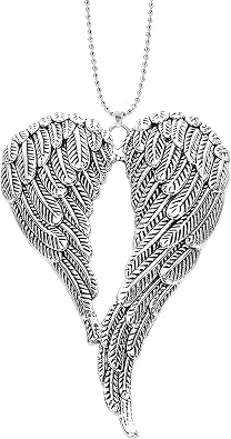 Antique Silver Angel Wings Pendant Car Rear View Mirror Accessories | Beautiful Angel Wings Charm and Practical   Trendy Car Hanging Ornament for Car Decor   Practical for everyday use.