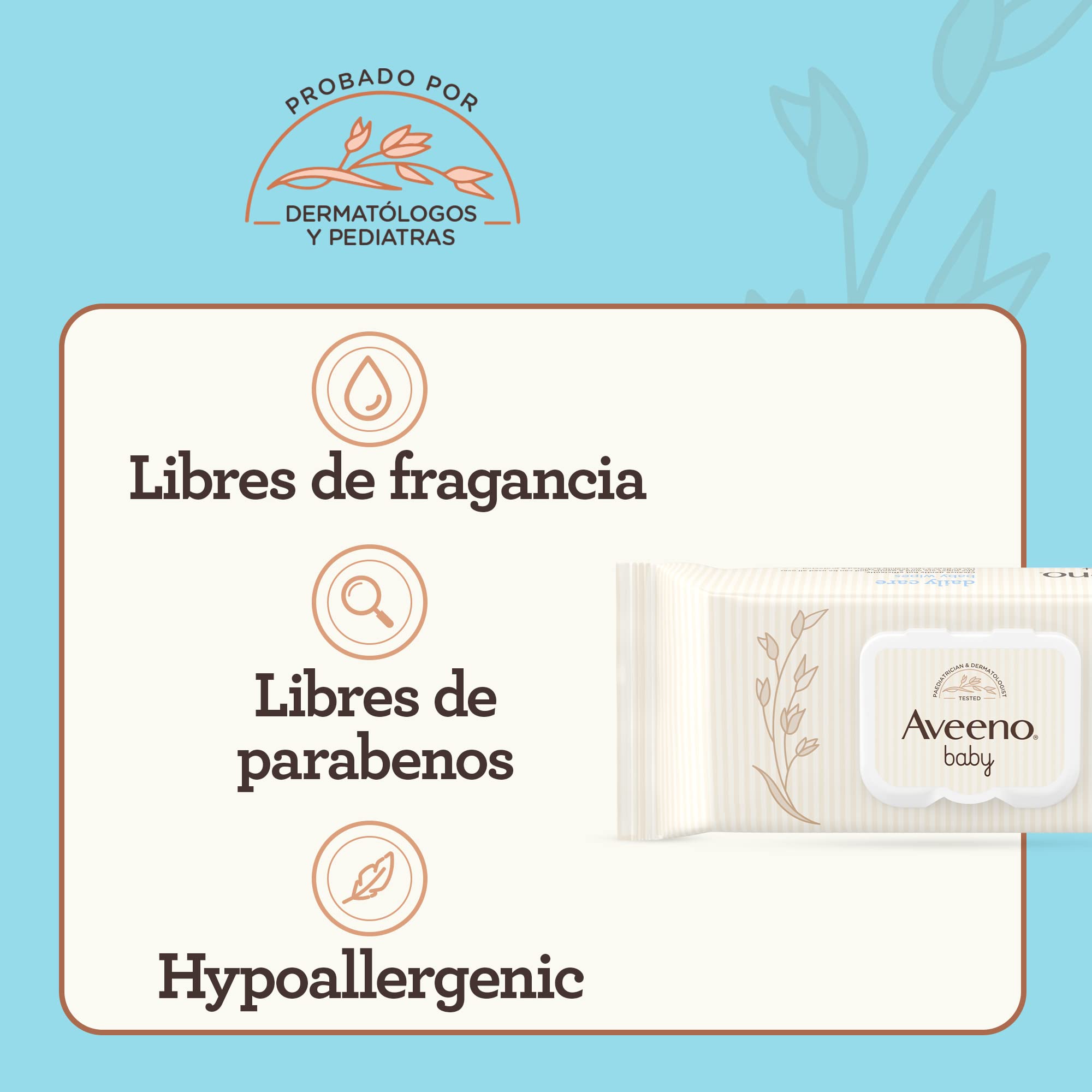 Aveeno Baby Daily Care Wipes (12 x 72 unidades), Toallitas húmedas suaves para bebés y niños, toallitas bebé con extracto de avena y aloe vera, sin perfume, sulfatos ni alcohol