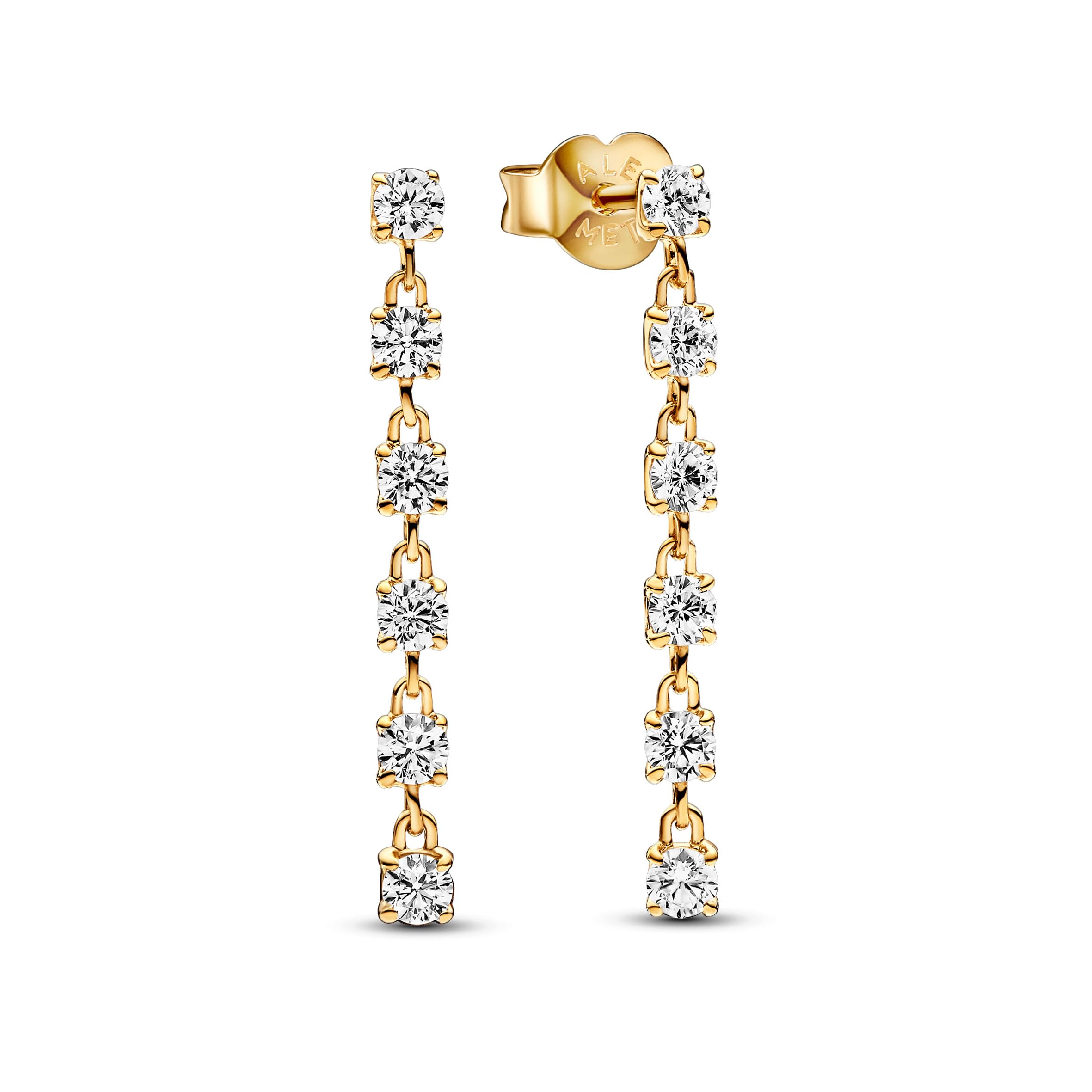 PANDORA Timeless Funkelnde Steine Ohrhänger aus Sterling Silber mit vergoldeter Metalllegierung und Zirkonia, 263011C01