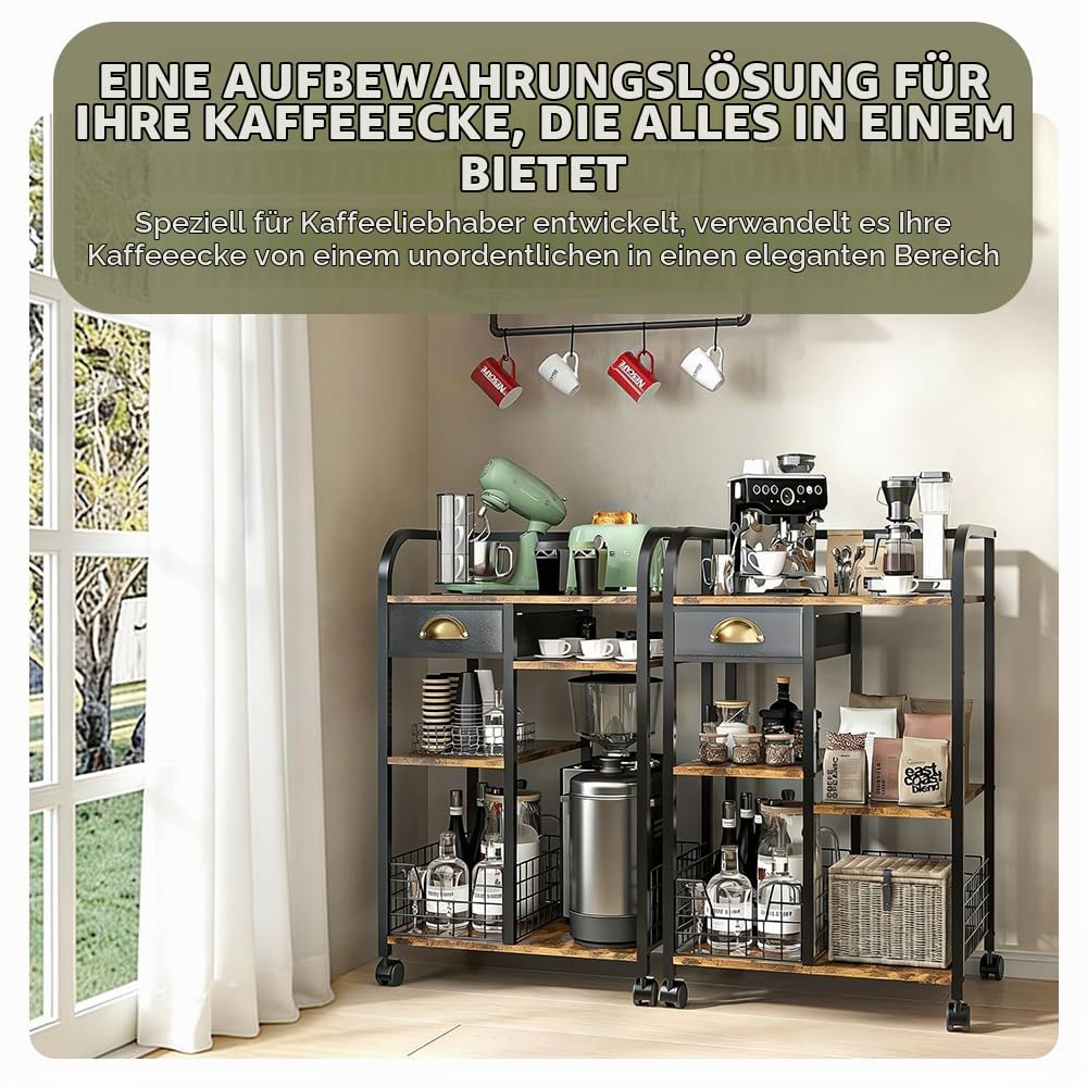 KZOBYD Kaffeebar Station mit Stauraum, Seitentisch mit Schublade