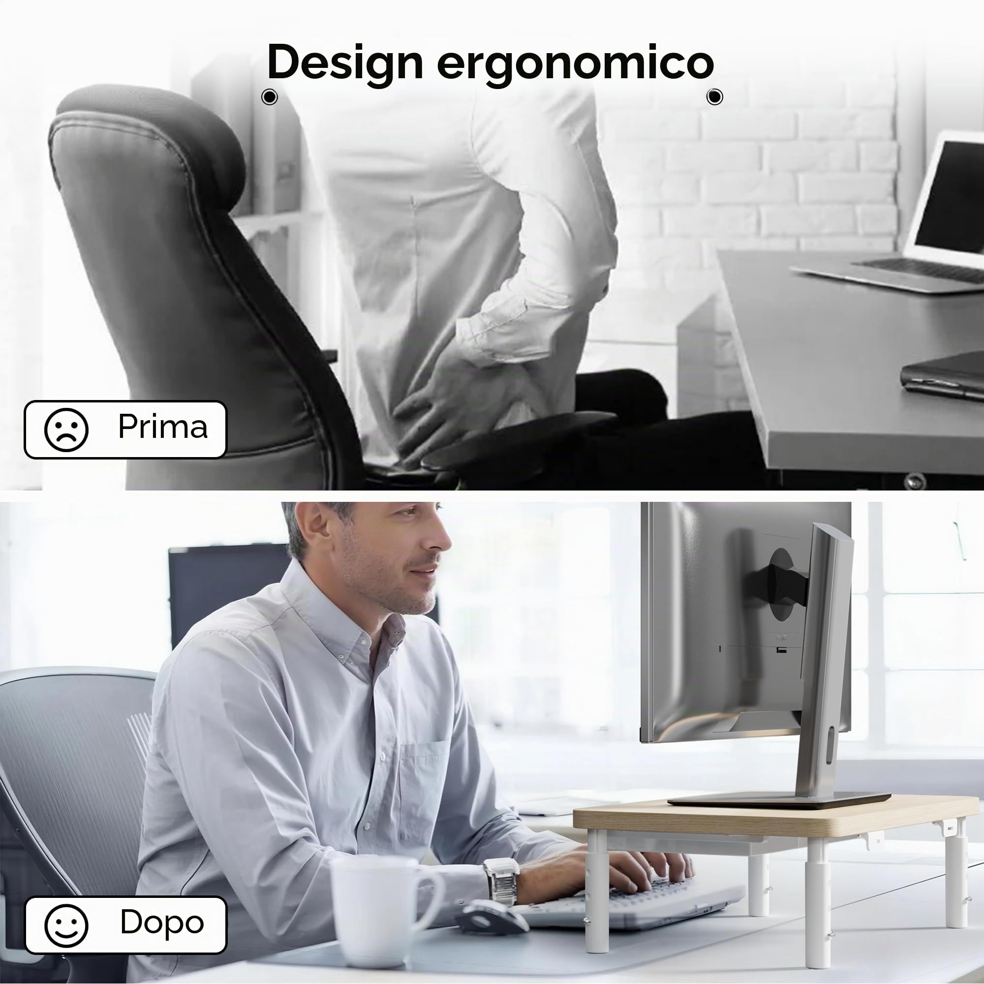 ETHU Supporto per Monitor con 3 Altezze Regolabili Carico Fino a 20KG，con cassetto portaoggetti, organizer da scrivania per ufficio e casa, supporto ergonomico per stampante computer, laptop PC iMac