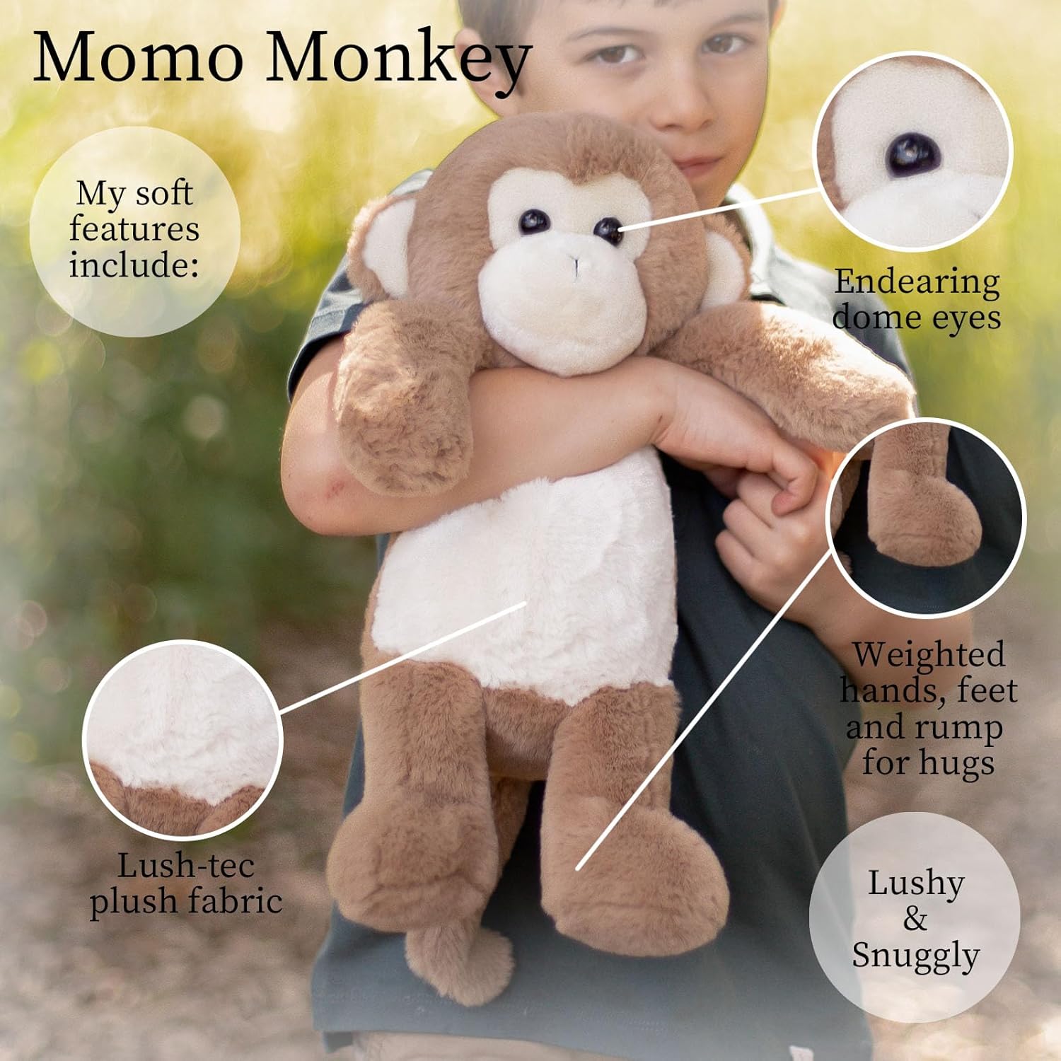 World's Softest Plush Stuffed Animal for Baby, Toddler, Kids, Adults - Adorable Toy Made from Kid-Friendly, Quality Materials - Lushee MoMo Monkey, 16"