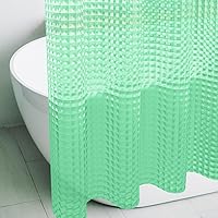 Vista 17 de Forro de Cortina de Ducha de Plástico Cristal 3D Azul, 72x72 Pulgadas Fino Ligero Cubo de Hielo Plástico Baño Ducha Cortina Interior con Ojales