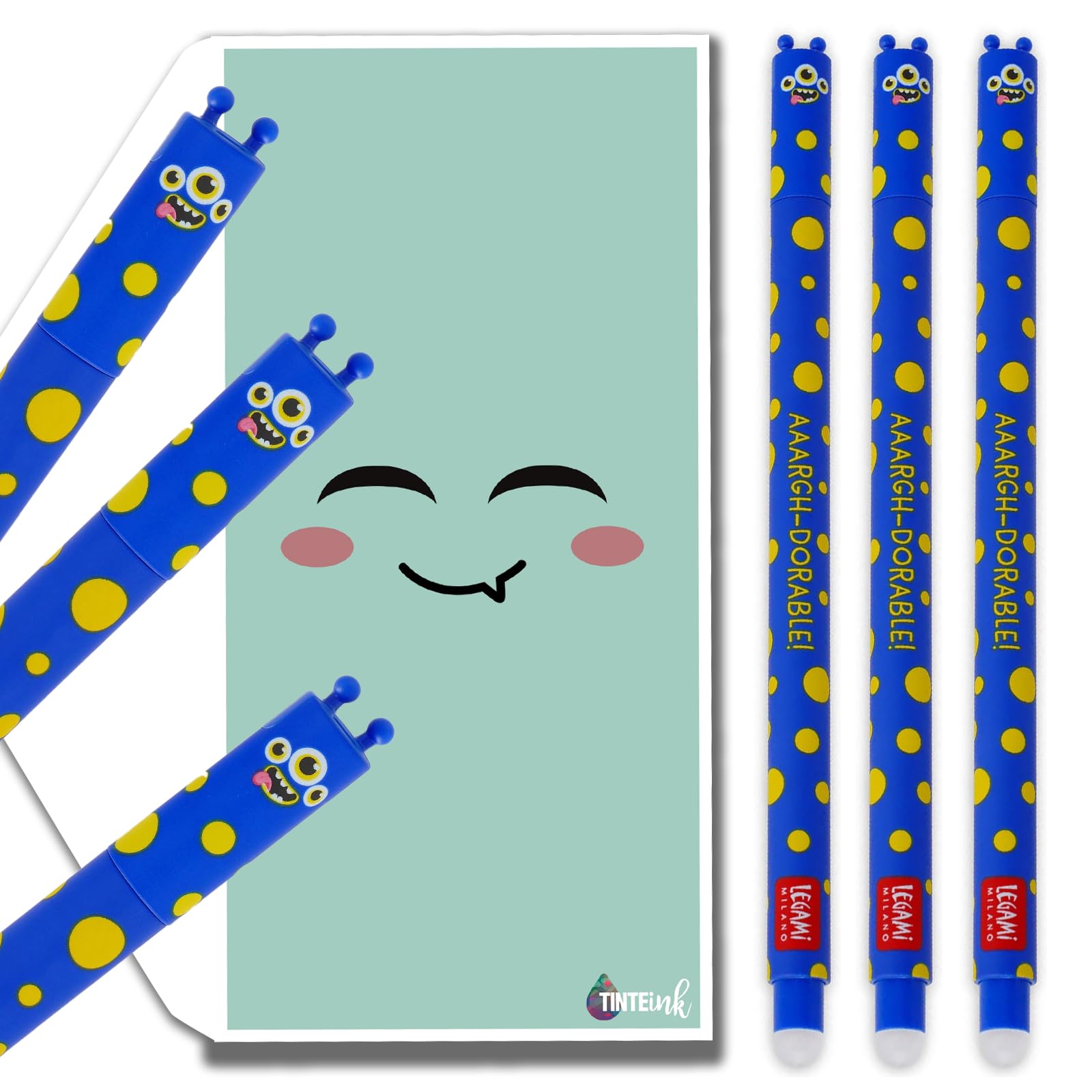 Legami Erasable Pens Bundle with Tinte Ink Envelope - (Monster (3 Pens)) — image 1