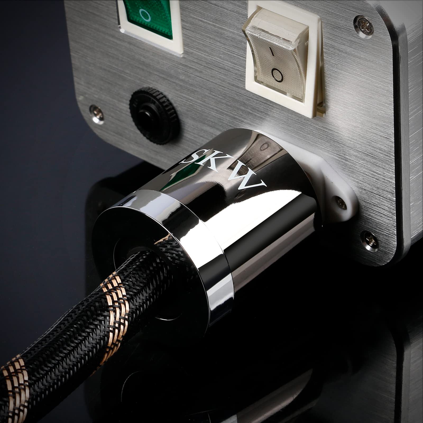 SKW Audiophile High End Netzkabel, Schuko-Stecker-auf-Buchse-Stromkabel, EU-Stecker für Subwoofer, Verstärker, DV/AV (Schwarz，2M)