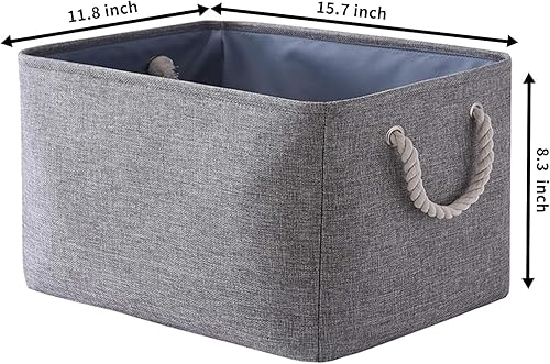 Miniatura 4 de Cesta de organización y almacenamiento para organizar, paquete de 4 contenedores plegables grandes de 16 x 12 x 8 pulgadas para estantes, cubos de