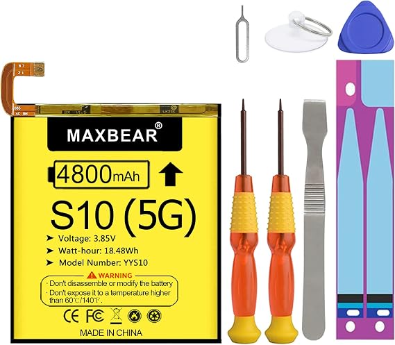 MAXBEAR Galaxy S10 5G Battery, (Upgraded) 4800mAh 3.85V Li-Polymer Replacement Battery EB-BG977ABU for Samsung Galaxy S10 5G SM-G9770 SM-G977U SM-G977B SM-G977N with Repair Tool Kit