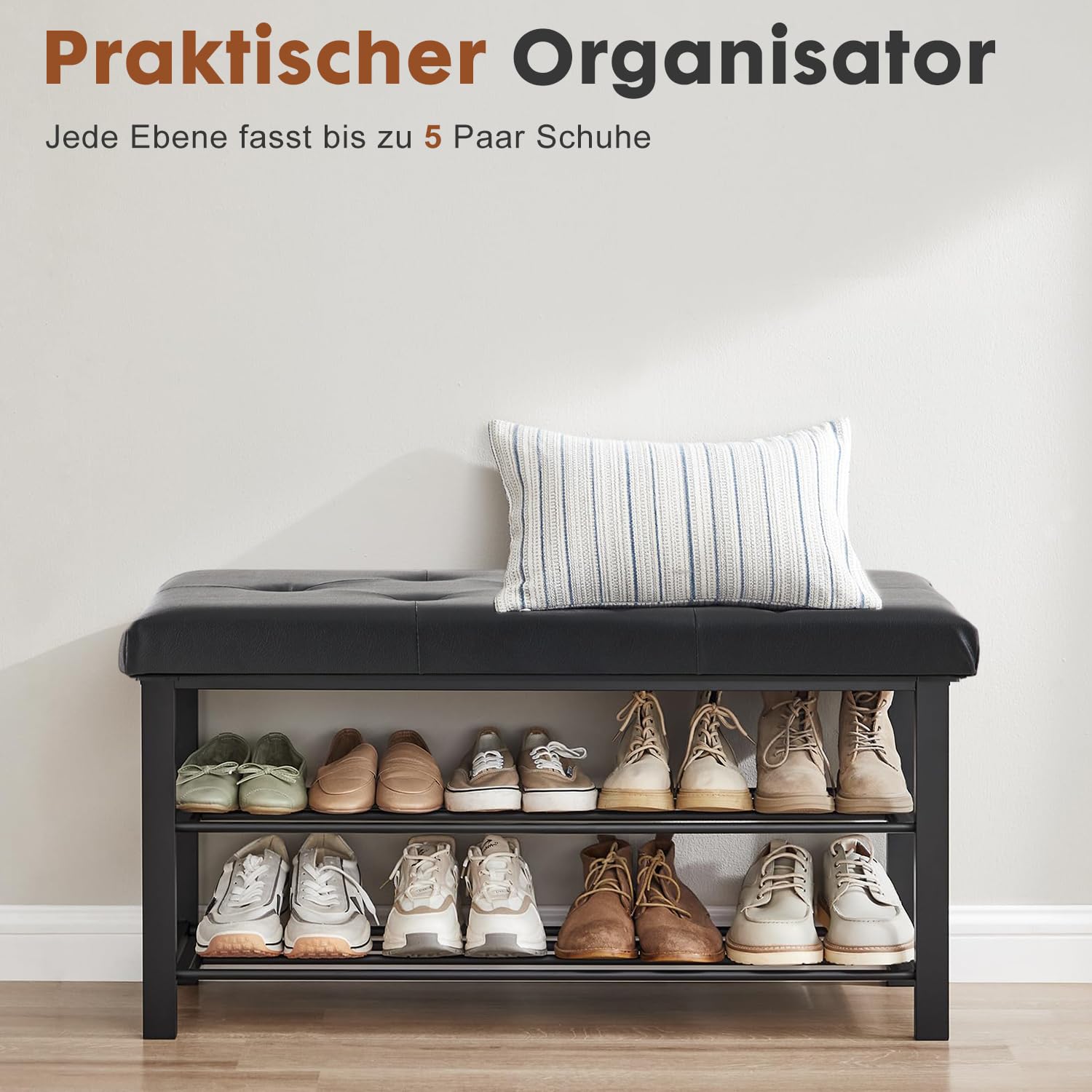DUMOS Schuhbank Sitzbank Sitztruhe Eingangsbereich Nähte Mid-Century-Modern-Stil modern