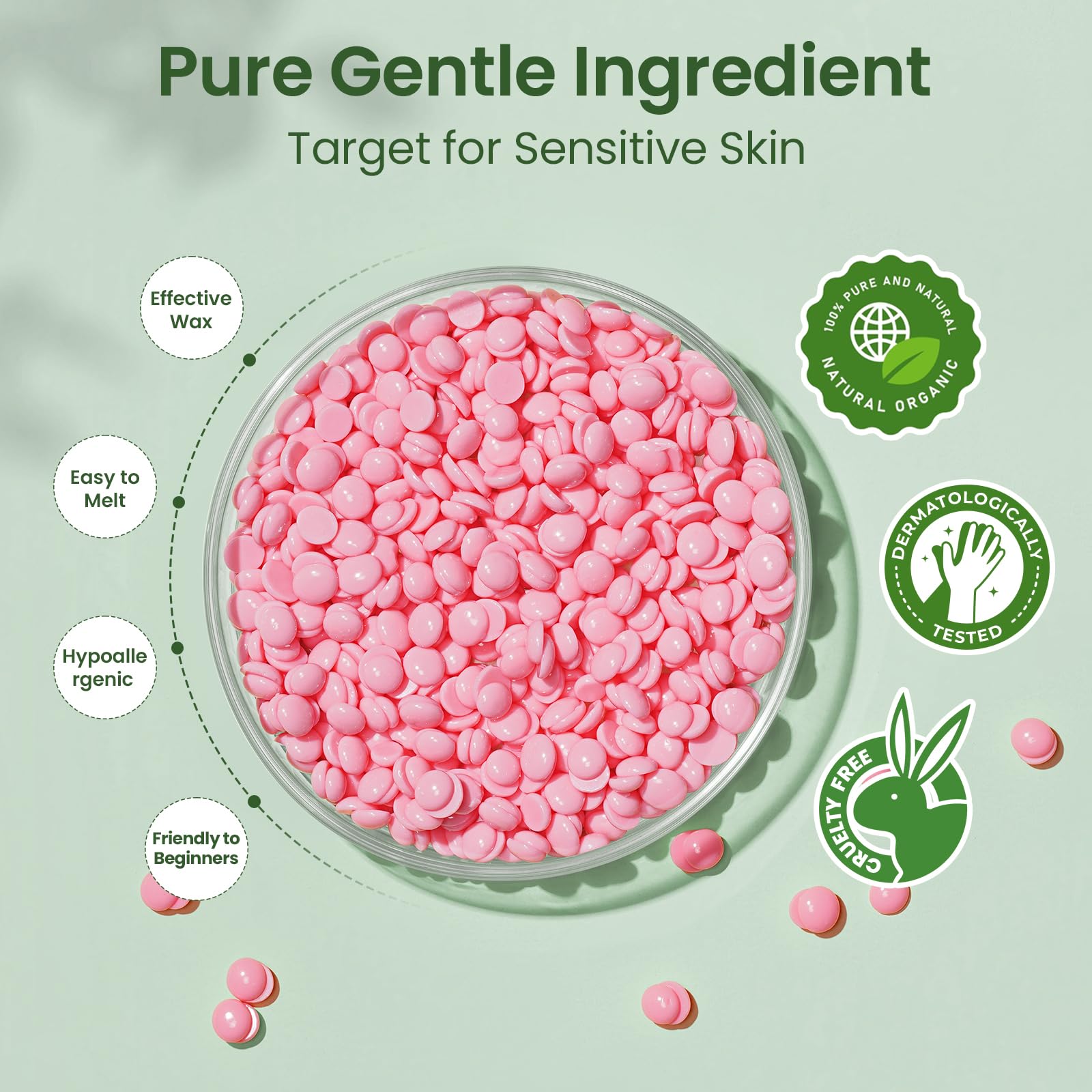 Chauffe Cire Epilation Kit épilation Cire: Inclure 500g Perle, 30 Spatules, 2 Huiles de Traitement et Silicone Bol, Facile Nettoyer Appareil Chauffe-cire Pour Corps Entier, Jambes,Visage, Sourcils
