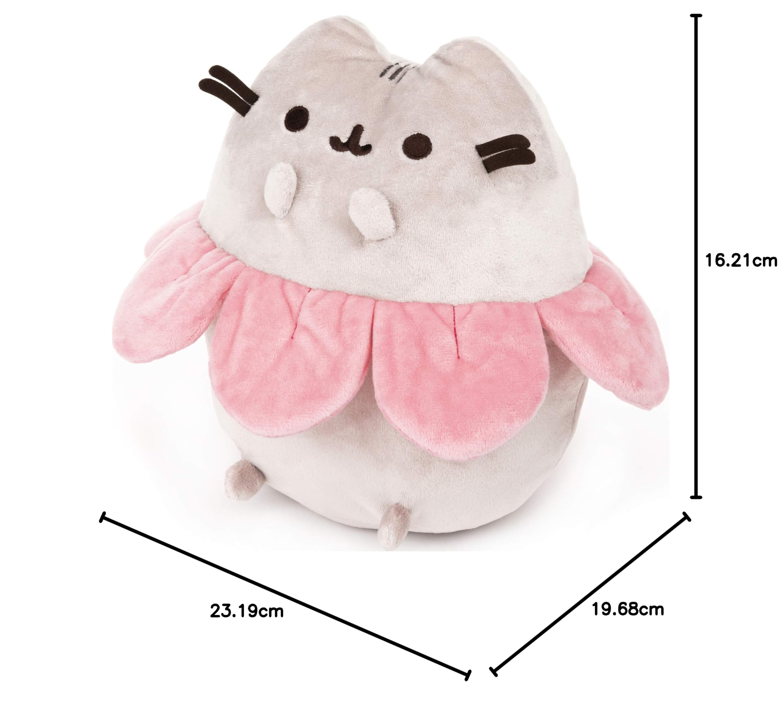 GUND Pusheen Pluszowe płatki kwiatów różowych dla kota, szary i różowy, 24 cm