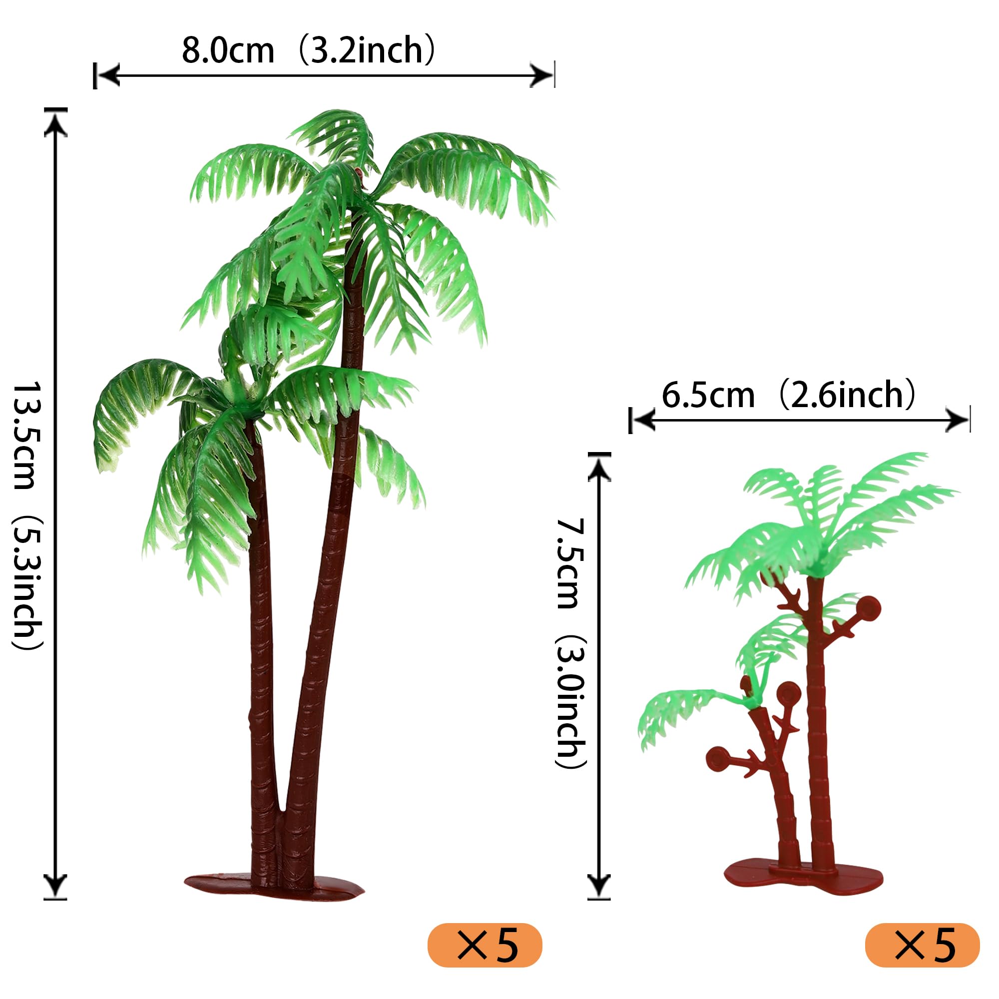Rsstarxi 10 Pack Palm Tree Cake Topper Plastic Green Palm Tree Coconuts Cupcake Toppers Summer Beach Theme Palm Tree Decorations for Hawaii Baby Shower Birthday Party Cake Decorations