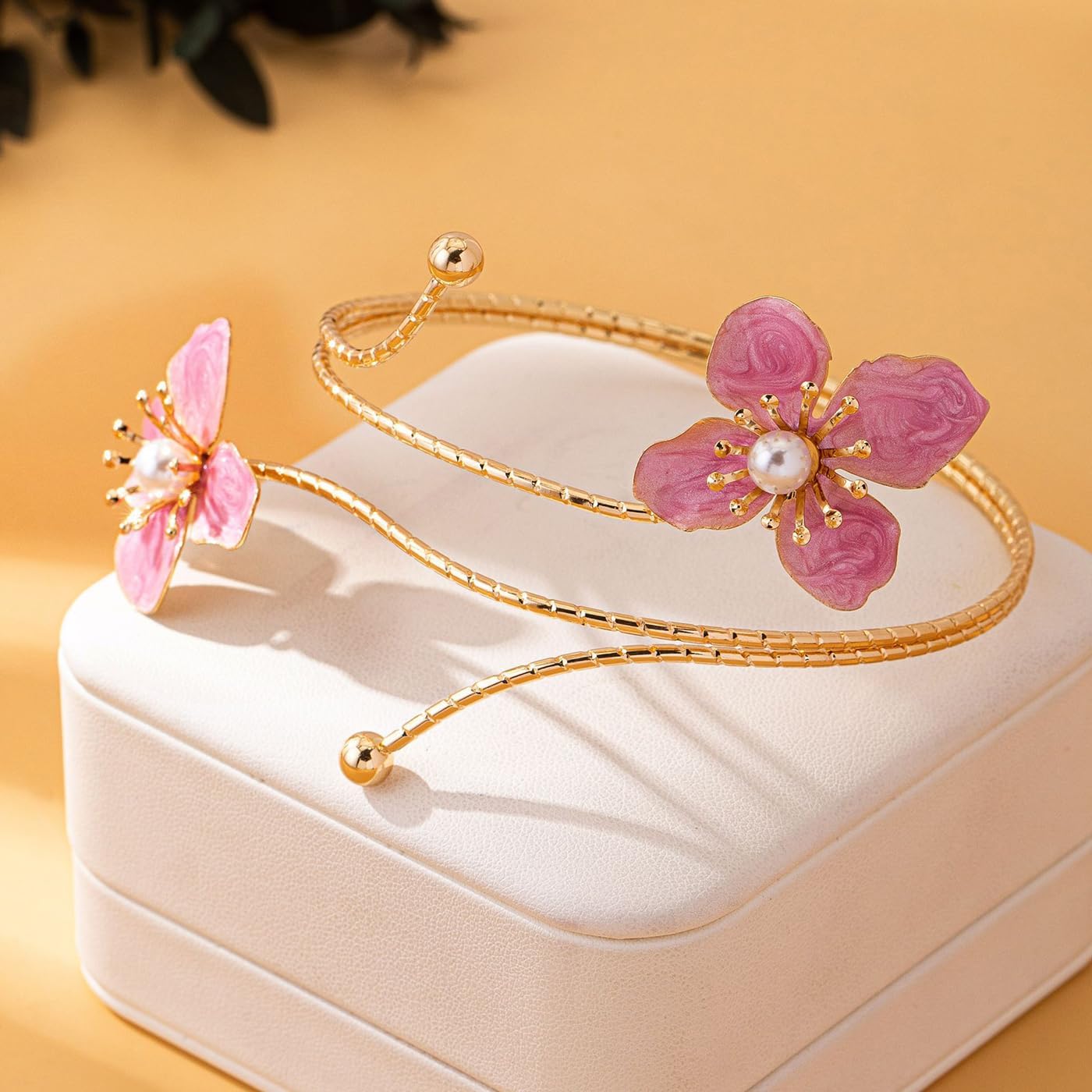 Gold Flower Arm Cuff Bracelet for Women Colourful Daisy Adjustable Upper Arm Wrap Cuff Bangle Boho Floral Armband Statement Bracelet for Women Flower Jewelry Gifts - Image 5
