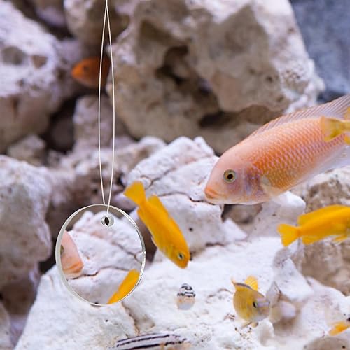 Miniatura 9 de POPETPOP Betta Espejo de ejercicio 1 juego de doble cara círculo Betta espejo con bola flotante para acuario pecera 5CM