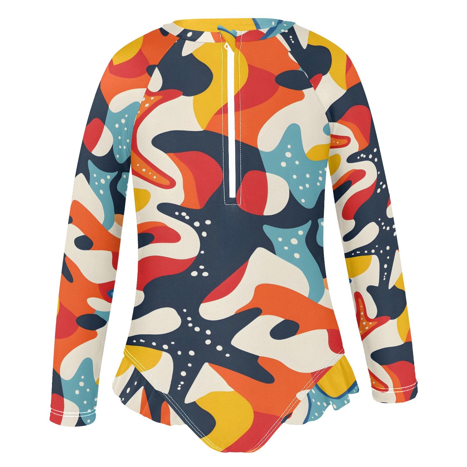 ALAZA Toddler Swimsuit Girl Bathing Suit Swimwear Rash Guard Camouflage Starfish Long Sleeve 3T