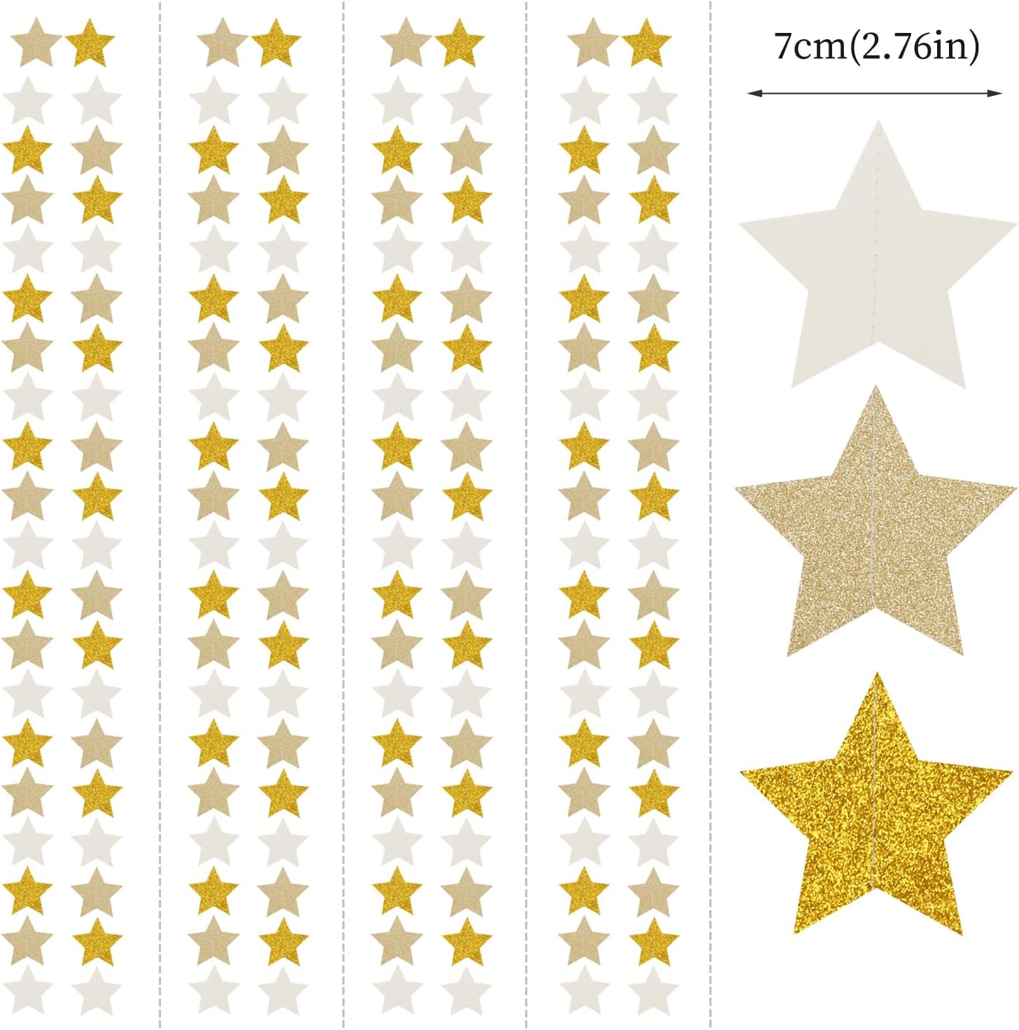 White-Gold Champagne Party-Decorations Bachelorette-Christmas Garland - 62ft Twinkle Little Star Hanging Streamers Banner, Wedding Birthday Baby Bridal Shower Engagement Decor Hugtmr image 2