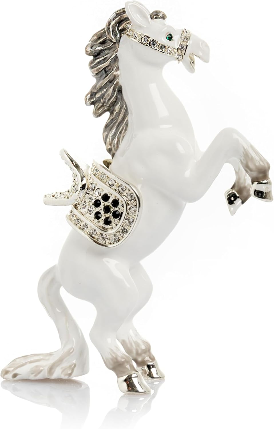 Keren Kopal White Horse Trinket Box Decorated with Crystals Handcrafted