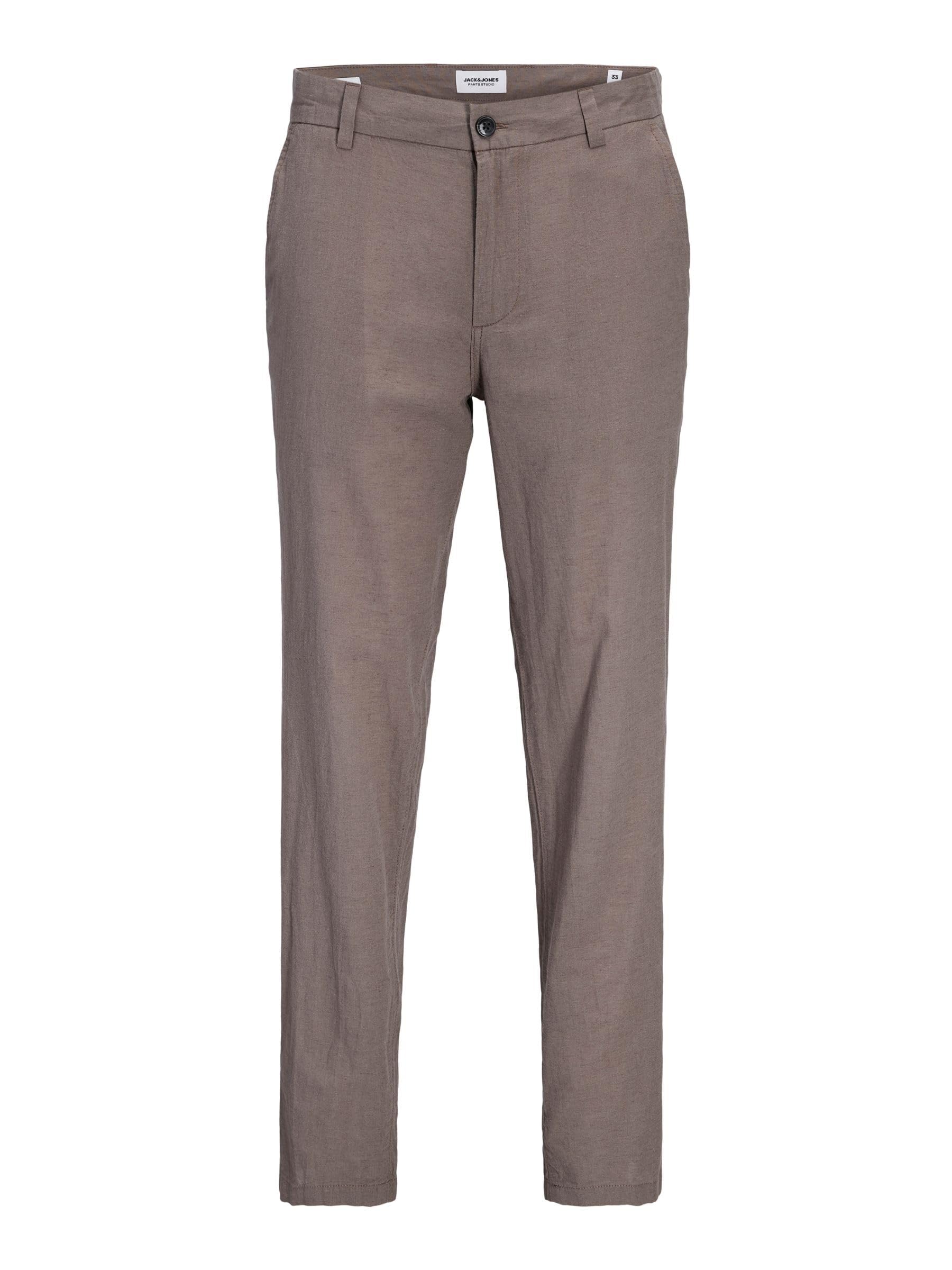 JACK & JONES Jpstace Summer Linen Blend Chino Pant Sn, Falcon, 34 W/36 L