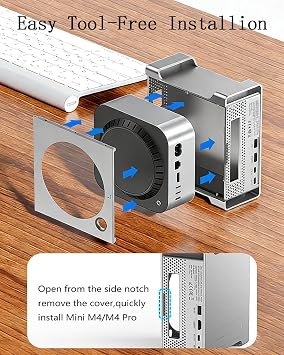Mac mini M4/M4 Pro Dock with NVMe SSD Enclosure, 9-1 Workstation for Mac mini M4/M4 Pro,Docking Station with HDMI 4K60Hz,2*USB-A 10G,1*USB 2.0,1*PD 100W,SD/TF4.0,Support SSD B+M M-Key