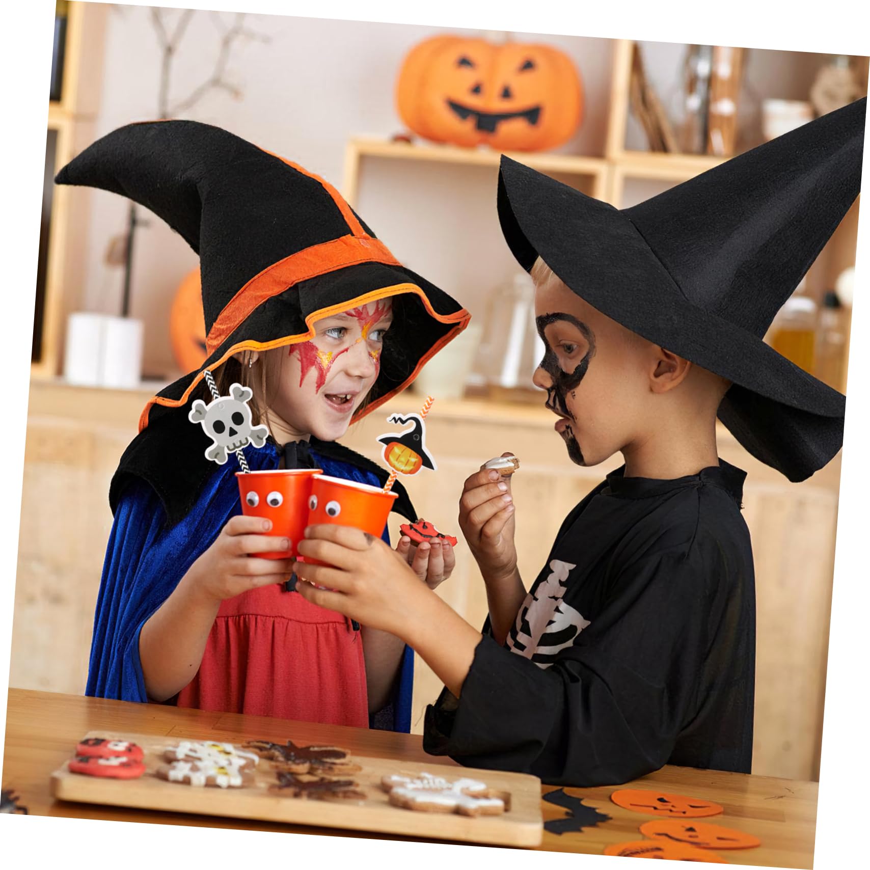6confezioni Cannucce di Carta da Stampare per Halloween di Cannucce Decorative Strisce Colorate per Feste in Casa e Articoli per Feste