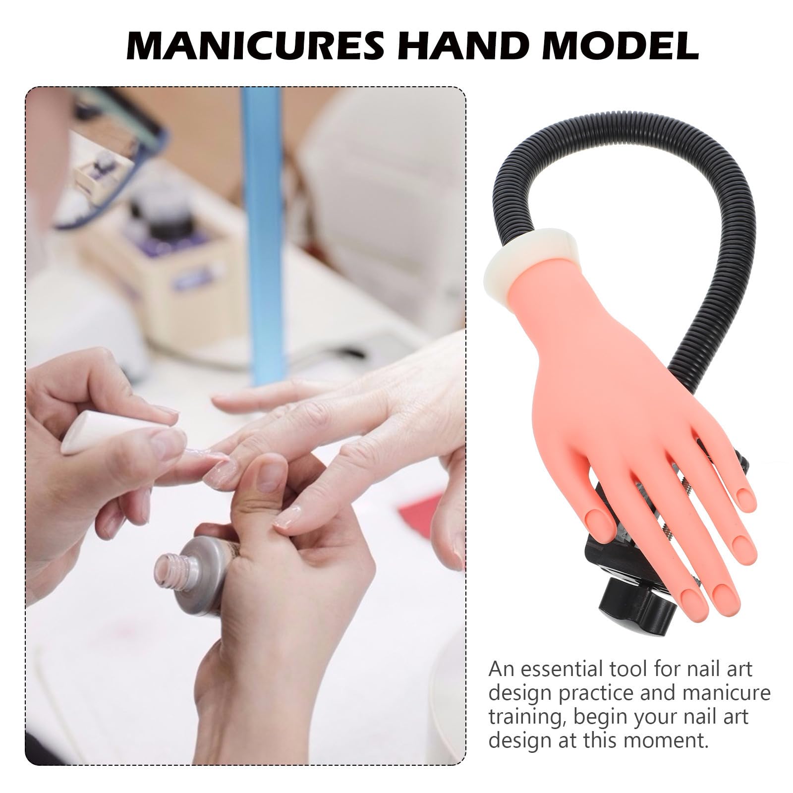 Leichtes Übungshandmodell aus Kunststoff mit 100 Gefälschten Nägeln Wiederverwendbar für Nail Art Design Übung und Maniküre Anfänger im Salon