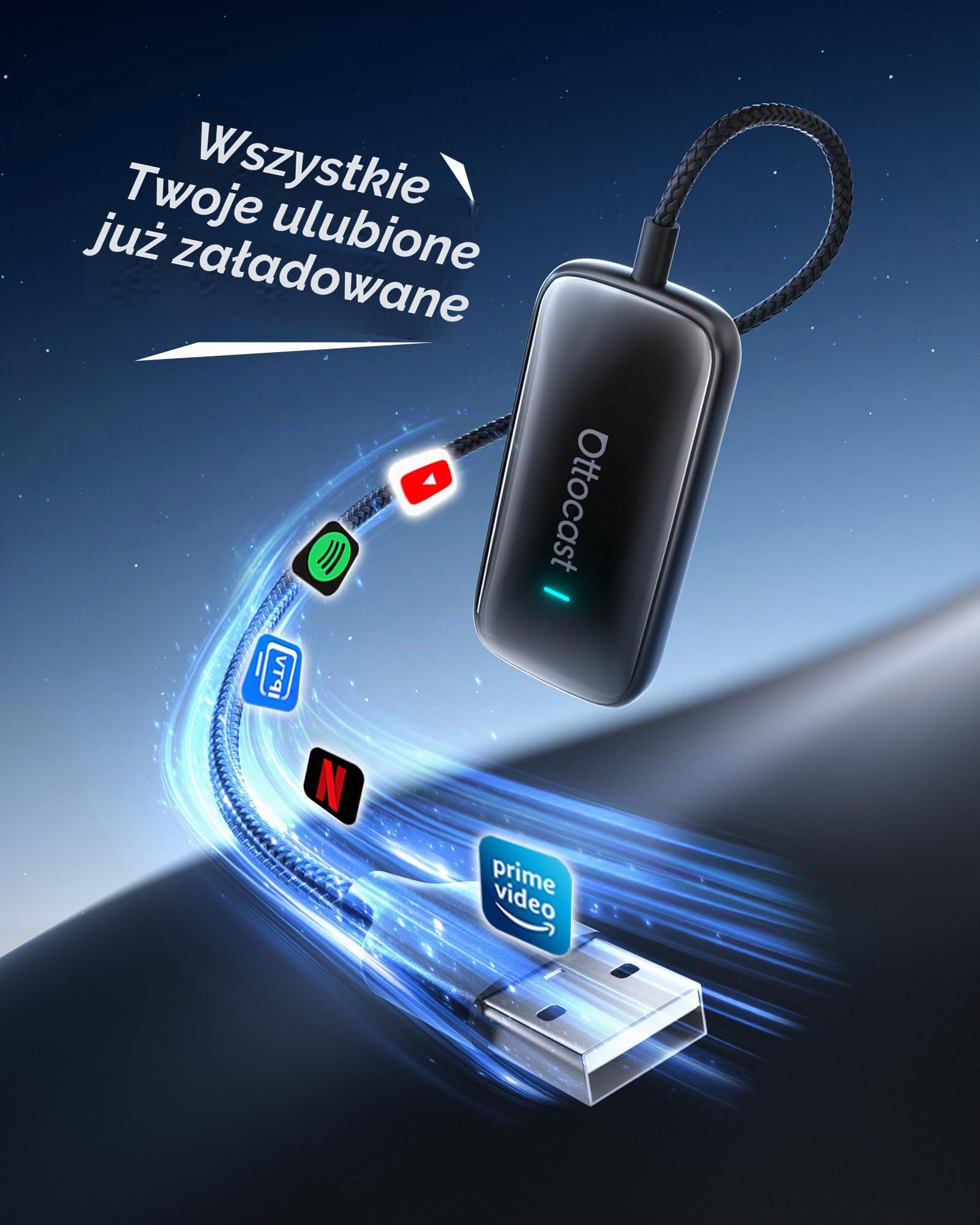 OTTOCAST Play2Video Ultra 2026 aktualizacja bezprzewodowego adaptera CarPlay i Android Auto AI Box, Android 12, 4 GB + 32 GB, Bluetooth 5.4, WiFi 5 GHz, strumieniowanie z Netflix YouTube, Amazon Video