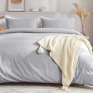 Sasttie Duvet Cover Full, 3-Piece Ultra Soft Double Brushed Bedding Sets for All Season Use, Includes 1 Duvet Cover 80x90 Inches, 2 Envelope Pillowcases 20x26 Inches, Light Grey