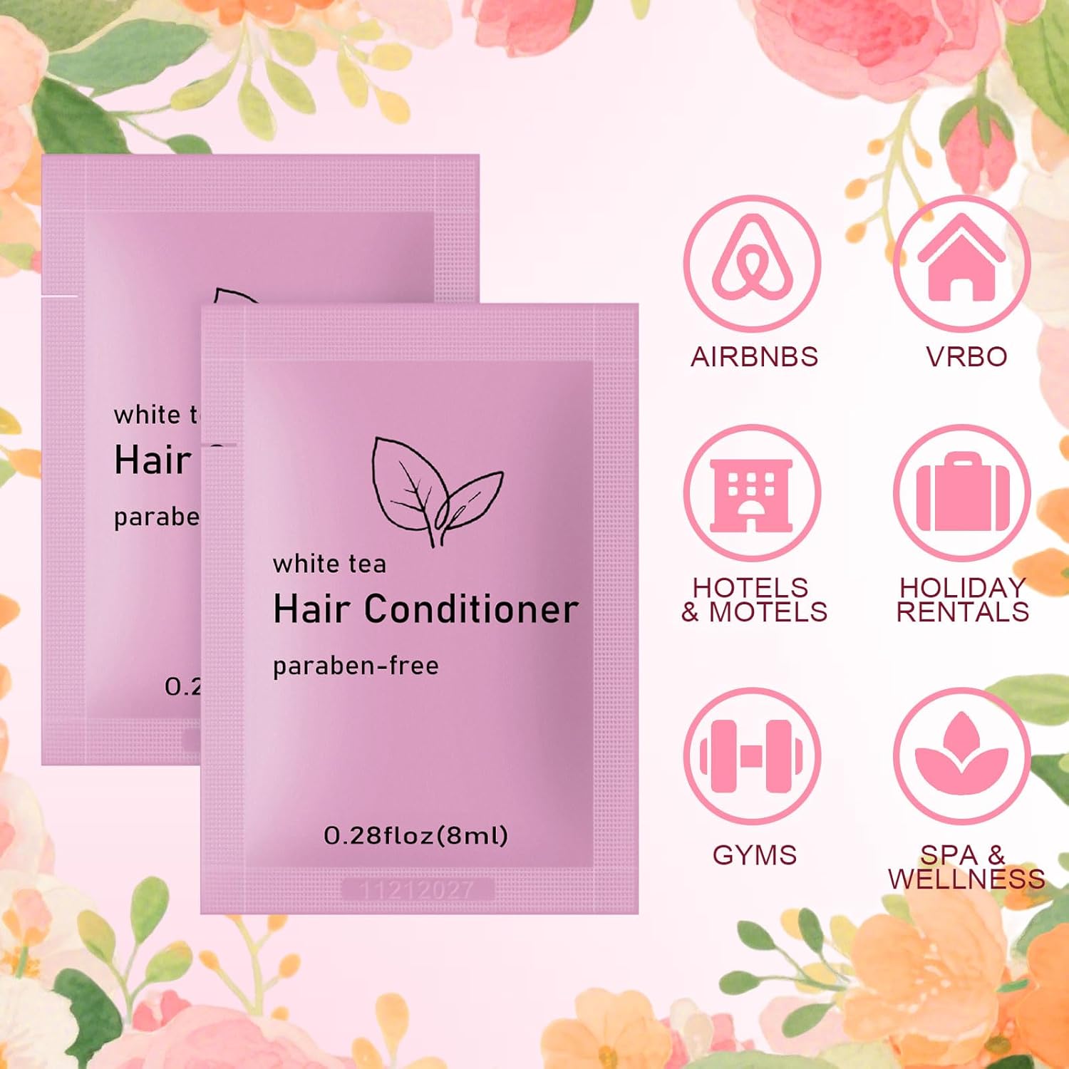 Travel Size Conditioner Bulk,White Tea Scent,0.28 fl oz (8ml) Small Size Mini Conditioner,Hotel Supplies Bulk for Guests Airbnbs Homes Resorts Offices and Gyms (pack of 200, white tea)