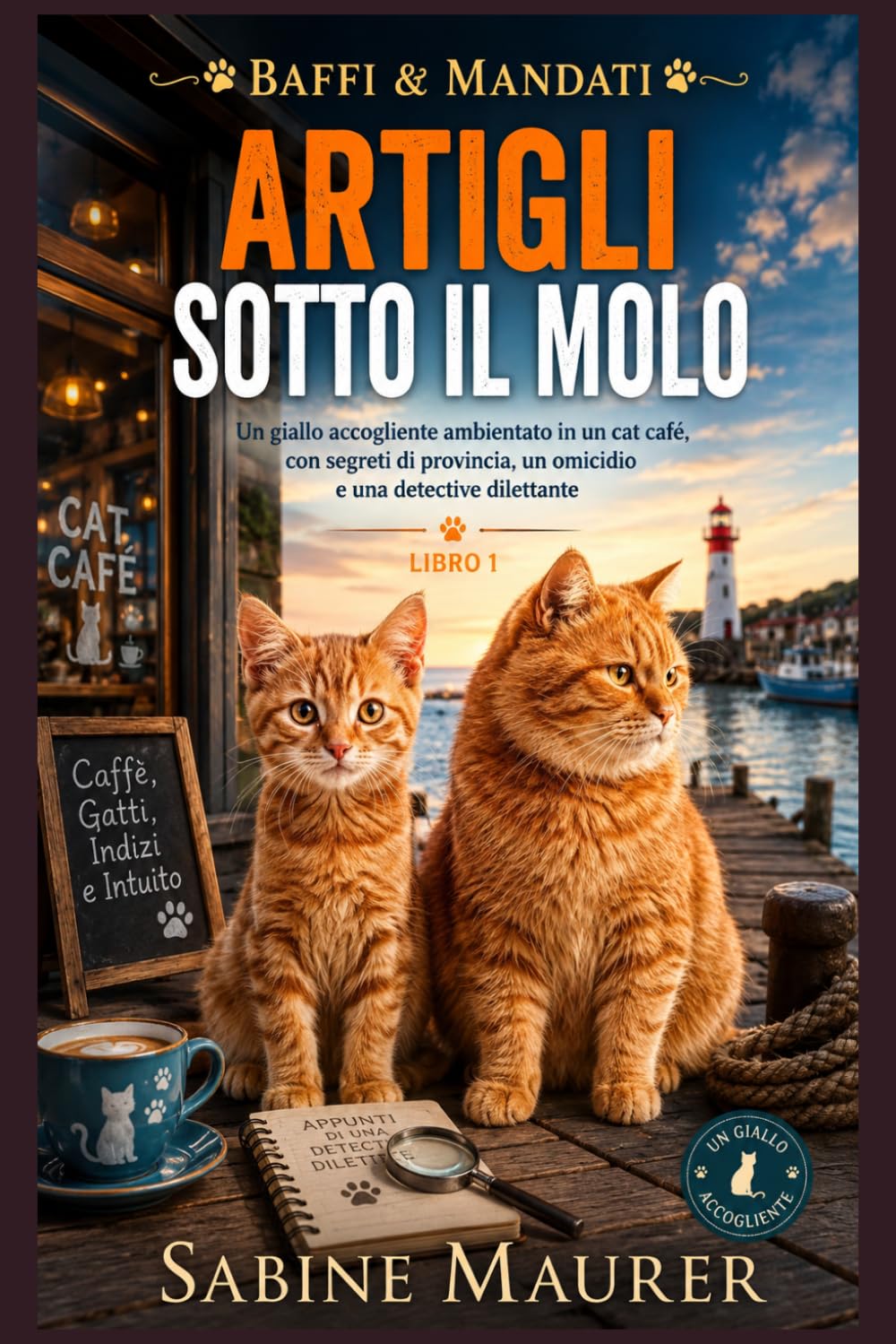 Artigli sotto il molo: Un giallo accogliente ambientato in un cat café, con segreti di provincia, un omicidio e una detective dilettante (Libro 1) (Baffi & Mandati)