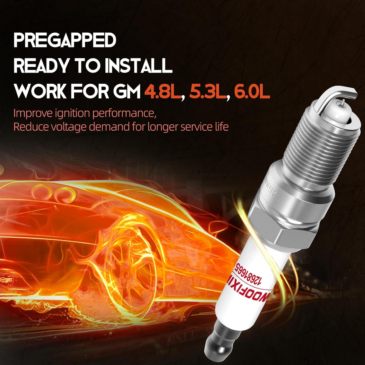 41-962 Spark Plugs and Wires for Chevy 5.3 6.0L 6.2L, Spark Plug set Compatible with GM 5.3L Plugs and Wires Fit for Silverado/Suburban/Tahoe GMC Yukon 19299585