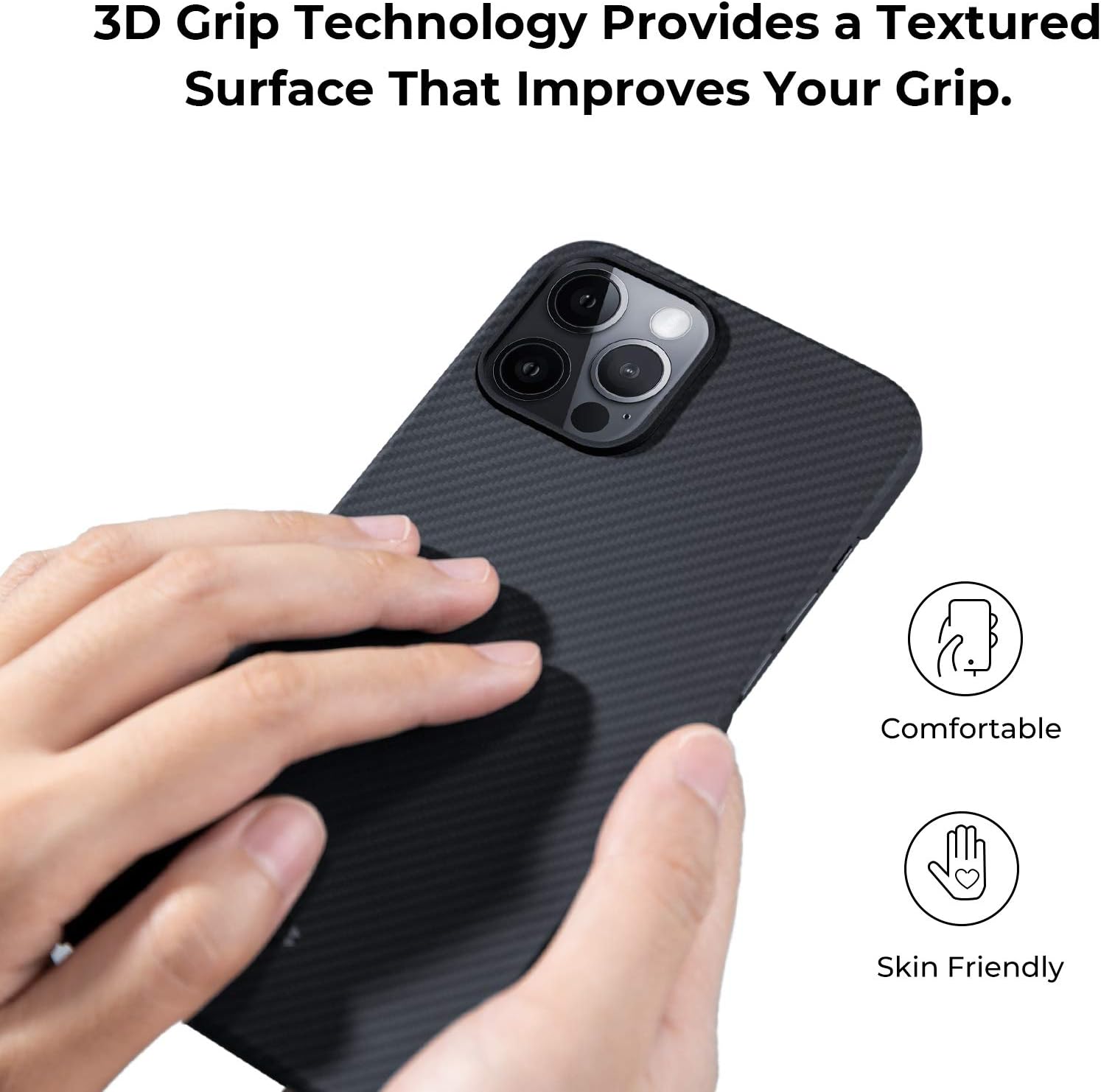 pitaka Aramid Fiber Case Compatible with iPhone 12 Pro 6.1 Inch Ultra Light and Slim Air Case Precision Cut Phone Cover Wireless Charging Friendly- Black/Grey(Twill)