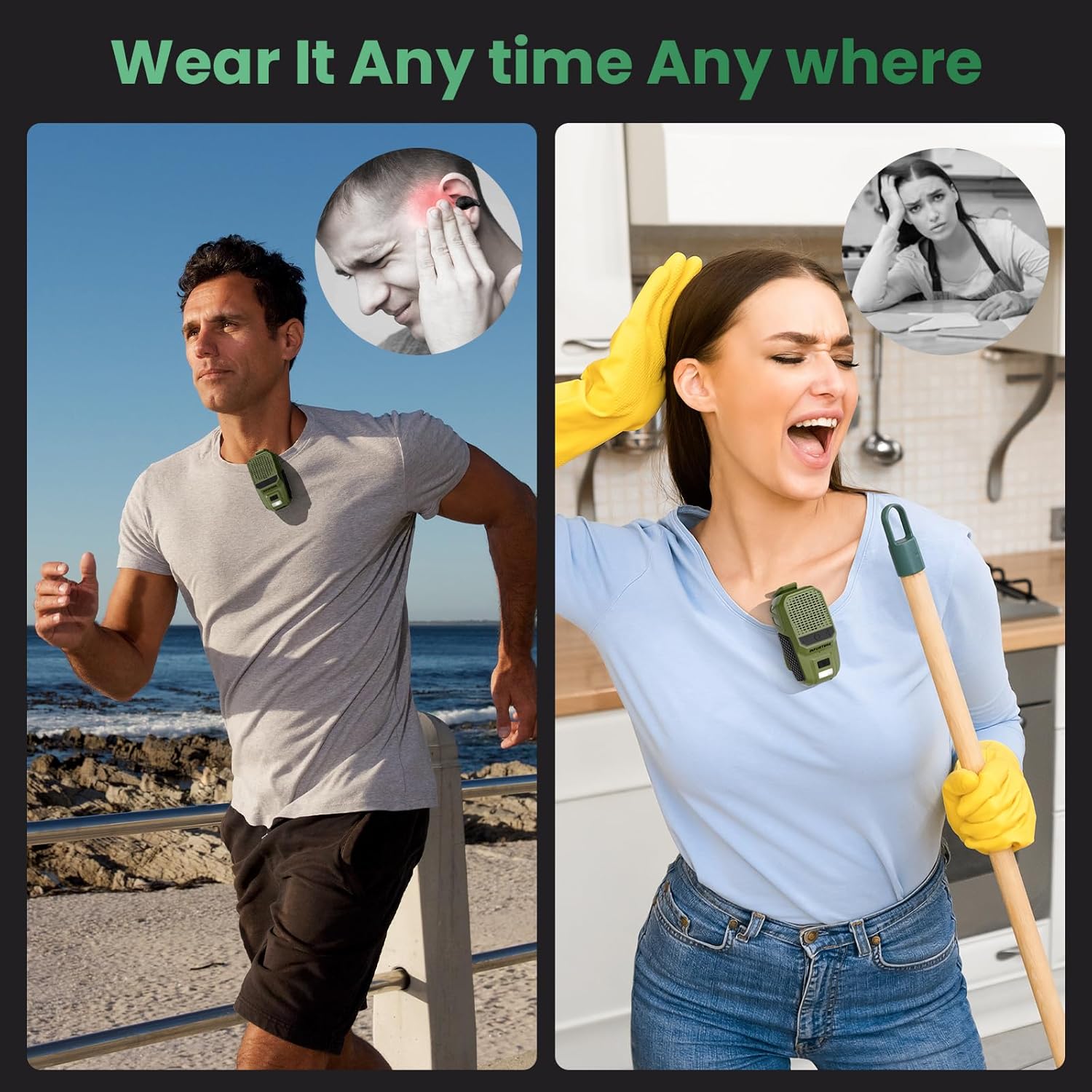 INFURTURE Wearable Bluetooth Speaker with RGB/Flashlight Clip On Speaker,Waterproof Shower Speake-Built-in Noise Reduction Mic for Hands-Free Music/Calls-for Work/Riding/Golf/Outdoor(Green) - Image 5