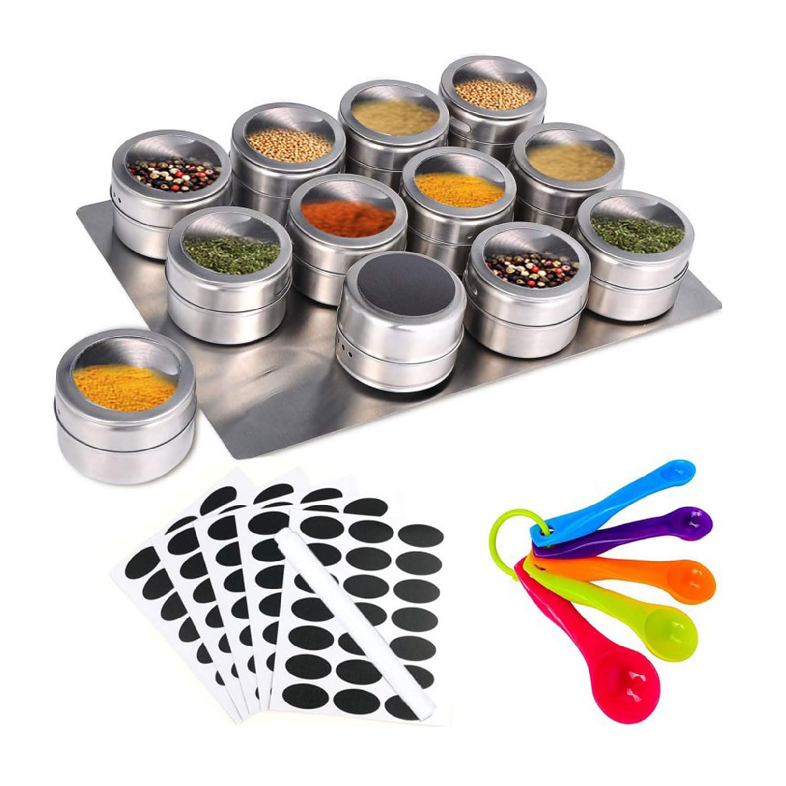 Gewürz-Organizer, Küchen-Gewürzbox, Edelstahl, für Kochbegeisterte, Gewürzdosen-Set, 12 Stück