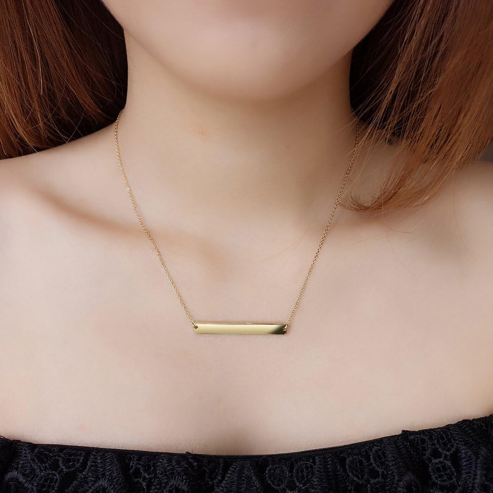 Multi Gold Bar Necklace for Women Vertical/Horizontal Bar Pendant Necklaces with Adjustable Chain Necklace Adult Jewelry - Image 4