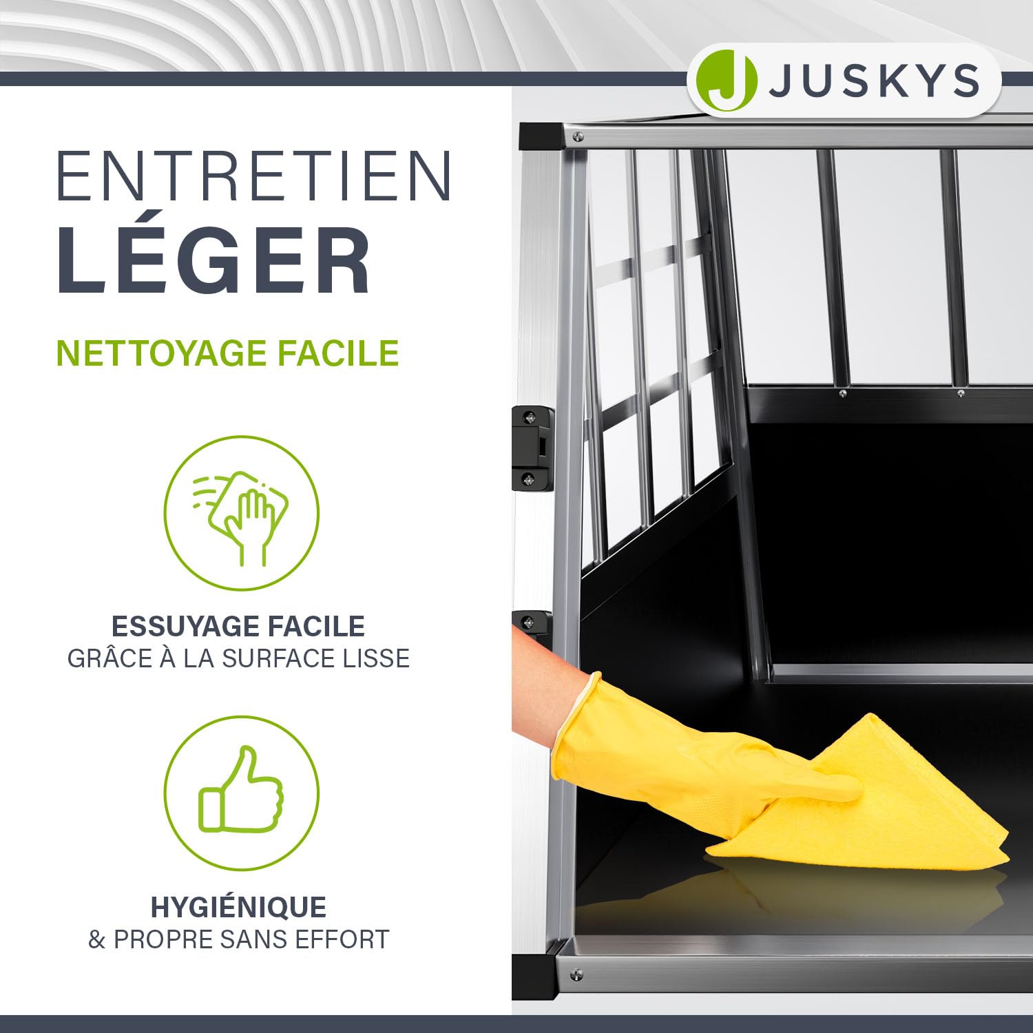 Juskys Box de Transport en Aluminium L-XL 65x91x69 cm – Caisse de Voiture Robuste & Facile à Entretenir pour Chiens avec Porte Grillagée Verrouillable
