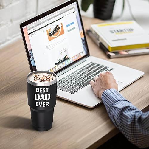 Miniatura 4 de Gtmileo Regalos para papá de parte de la hija, vaso de viaje aislado de acero inoxidable con texto en inglés "Like Father Like Daughter", regalo