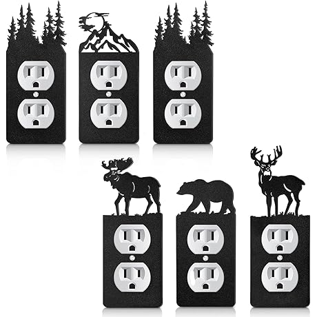 6 Pcs Metal Bear Light Switch Cover Rustic Cabin Home Decor