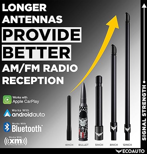 Miniatura 7 de EcoAuto Badass - Antena de repuesto para todos los modelos de camiones Chevy y GMC  Antena de repuesto corta  Aluminio de grado militar  Diseño