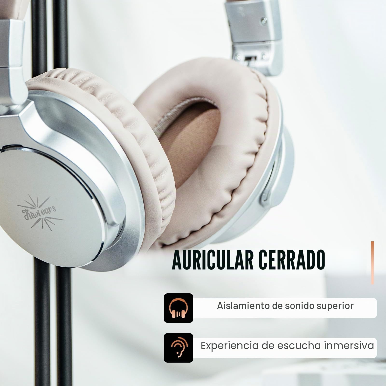 Linsoul Kiwi Ears Division Auriculares Over Ear, Cascos de Monitorización con Controlador Dinámico de 40mm, Auriculares Gming con Cable, Cascos DJ para Músicos Profesionales Ingenieros (Plateado)
